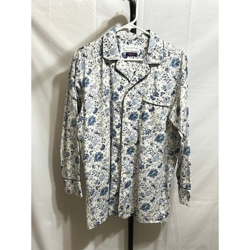 Makers Shirt Kamakura Liberty Art Fabrics Floral Pajama Lg Top Blue White Large